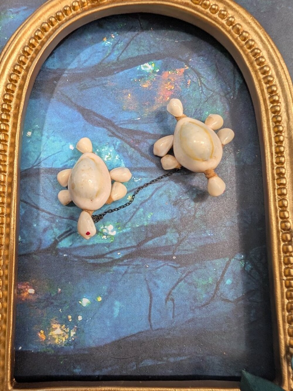 Vintage Seashell Turtles Sweater Pins / Estate Mid-Century Souvenir Tourist
